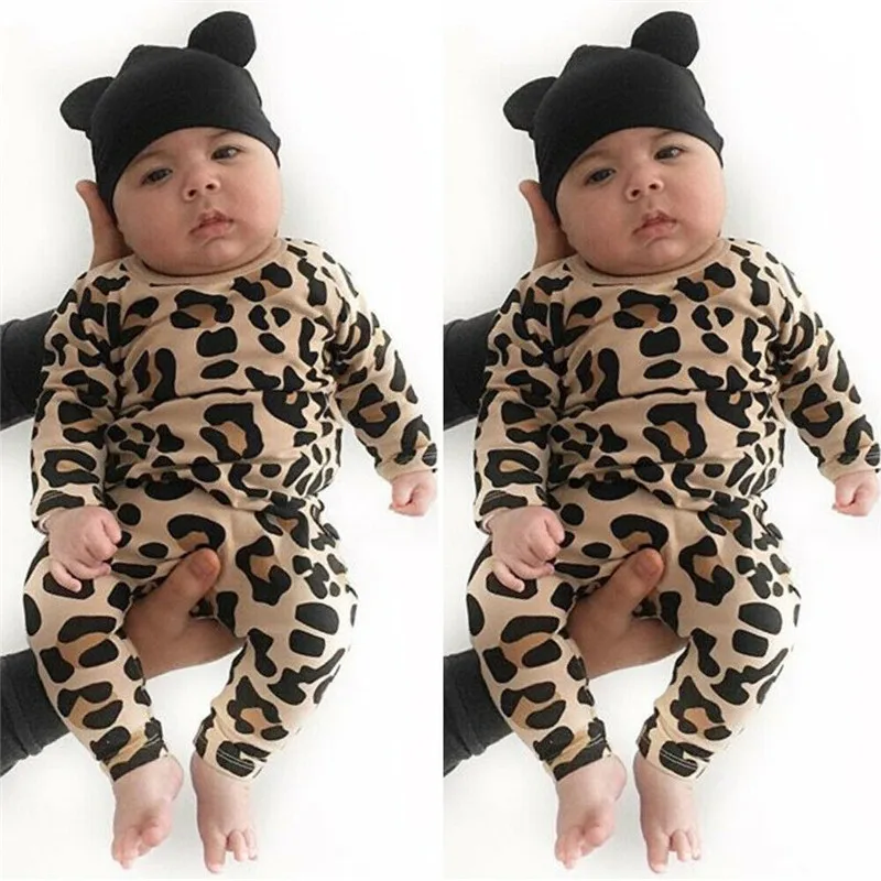 PUDCOCO/леопардовый комбинезон без рукавов с длинными рукавами для маленьких мальчиков и девочек, комбинезон одежды снаряжение для детей от 0 до 24 месяцев