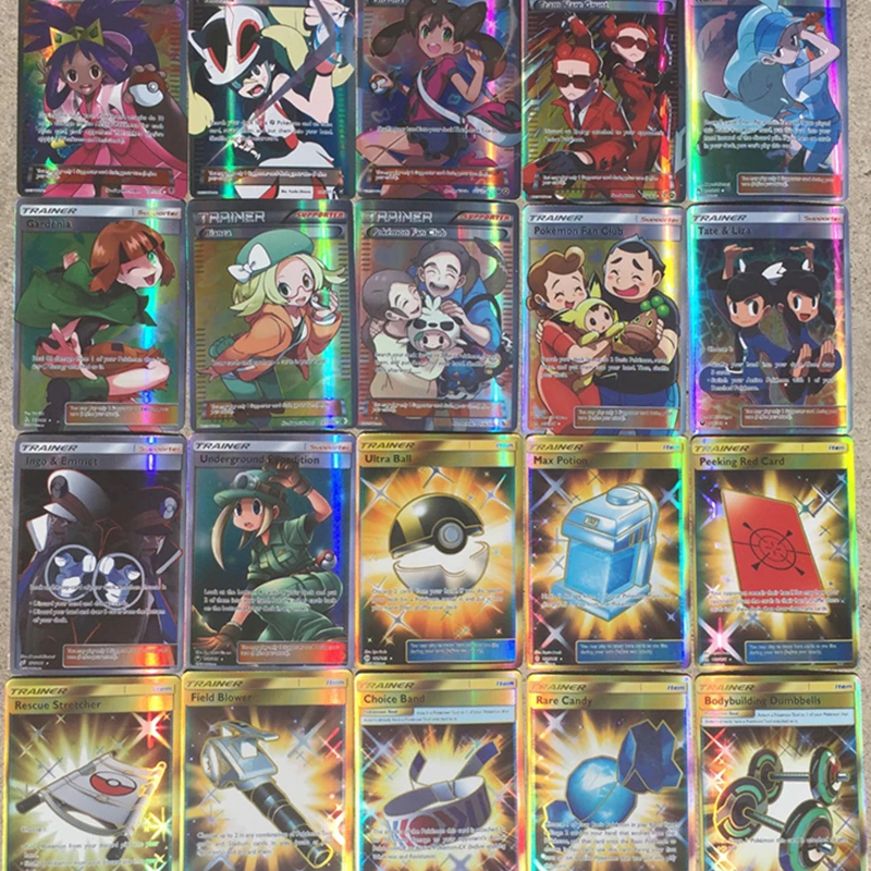 100 шт. 92 тренера+ 8 энергии ультра зверь TCG блестящие карты игры битва карт торговые карты игры для детей игрушки Рождество