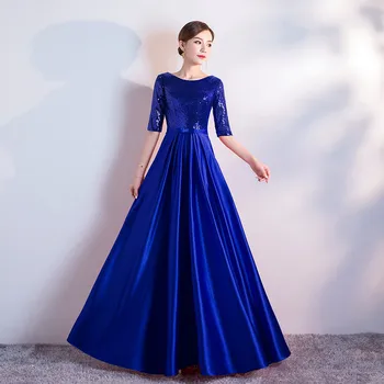 

Large Size Maxi Gown Women Sequins Luxury Evening Party Dress Novelty Qipao Half Sleeve Long Pleated Dresses Long Cheongsam