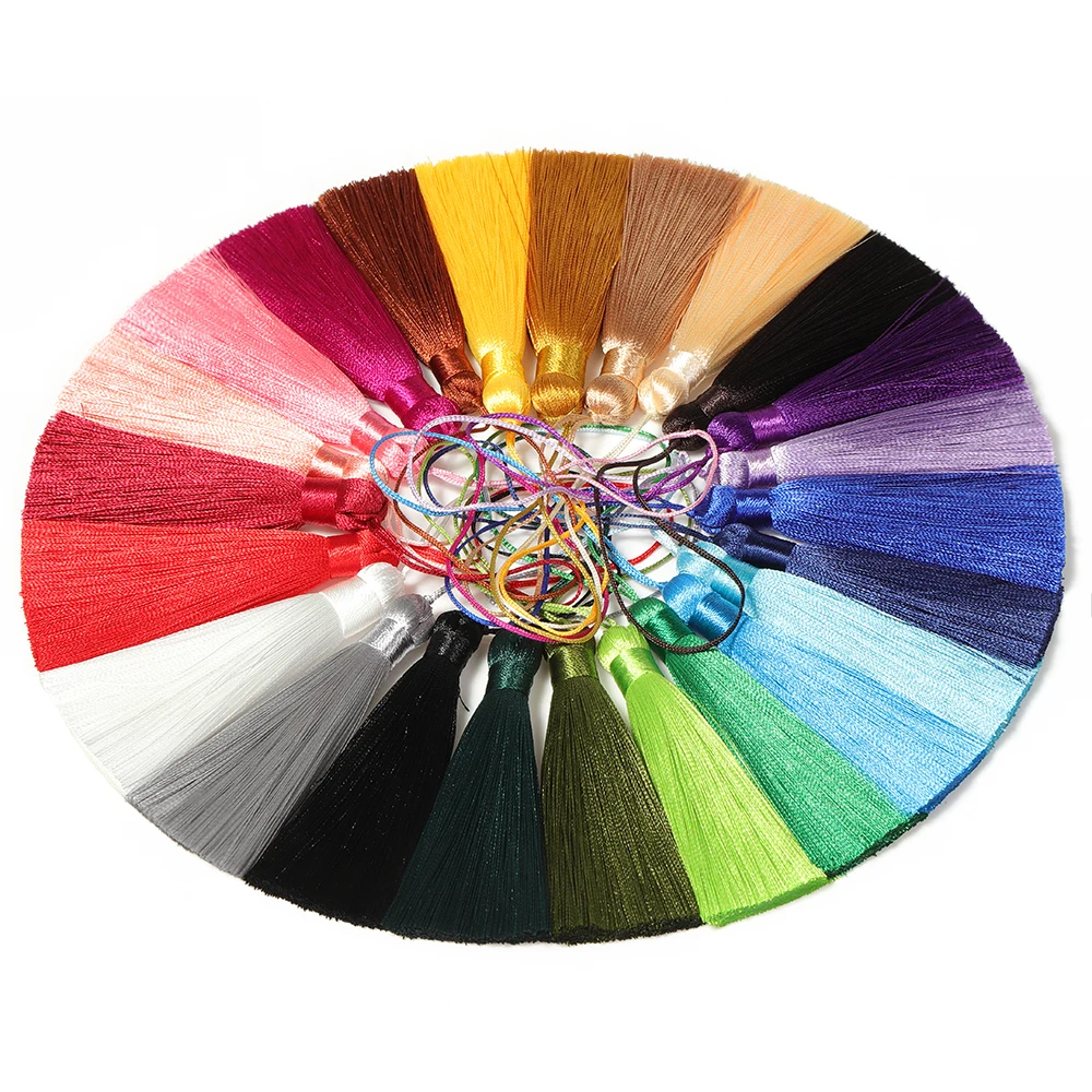 10pcs 8cm Tassel Fringe Trim for Jewelry Making Silk Satin Tassel Brush DIY Earrings Pendant Handmade Crafts Decor Accessories