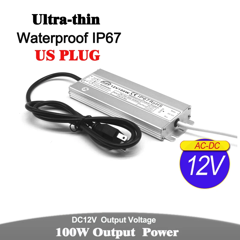 DC12V DC24V 60 Вт 72 Вт 100 Вт 120 Вт 150 Вт светильник ing трансформаторы AC DC 12 В 24 в водонепроницаемый IP67 источник питания США штекер для Светодиодный светильник CCTV