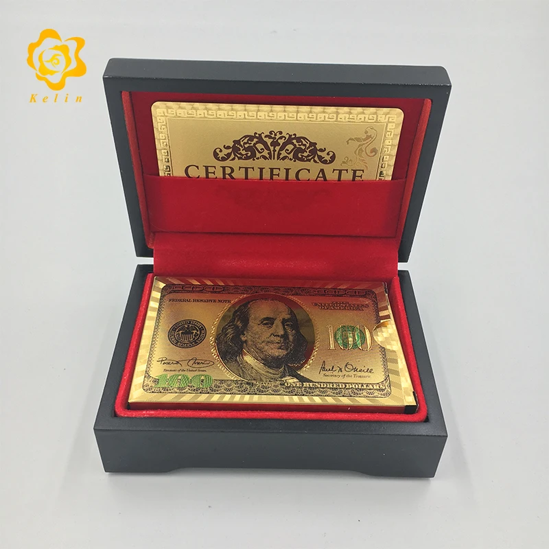 Горячая Распродажа водонепроницаемых золотых розовых долларов США 100 долларов дизайн 24k золотые карты для игры в покер для новых азартных игр или свадебных подарков