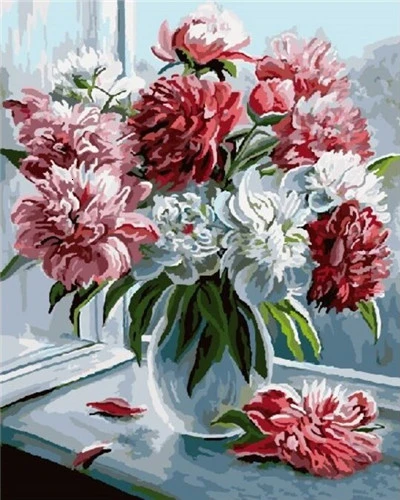 HUACAN Paint Numbers Flowers Drawing On Canvas HandPainted Kits Coloring Art Gift DIY Oil Pictures Home Decoration - Цвет: SZHC1-959