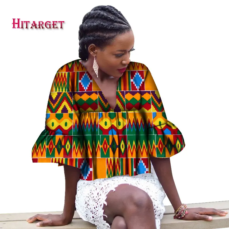 Модная новинка осенняя Женская одежда в африканском стиле топ с v образным
