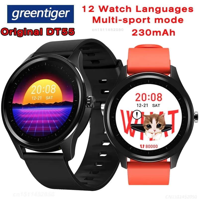 Greentiger DT55 мужские фитнес-трекер Смарт-часы IP67 водонепроницаемые пульсометр