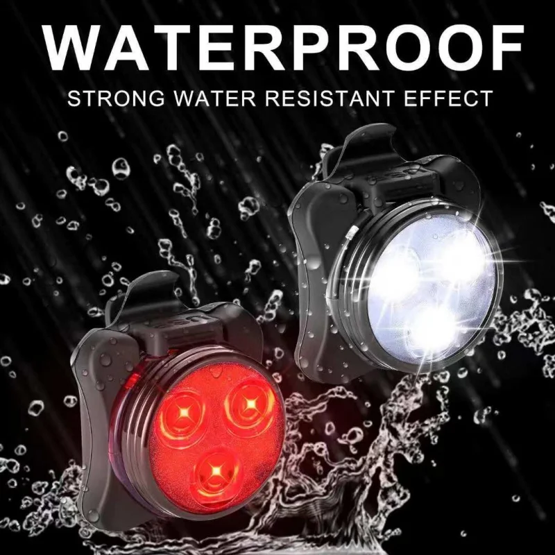 1 Pair USB Rechargeable Bike Light Set Super Bright Front Headlight and Free Rear LED Bicycle Light Safety Warning 2019