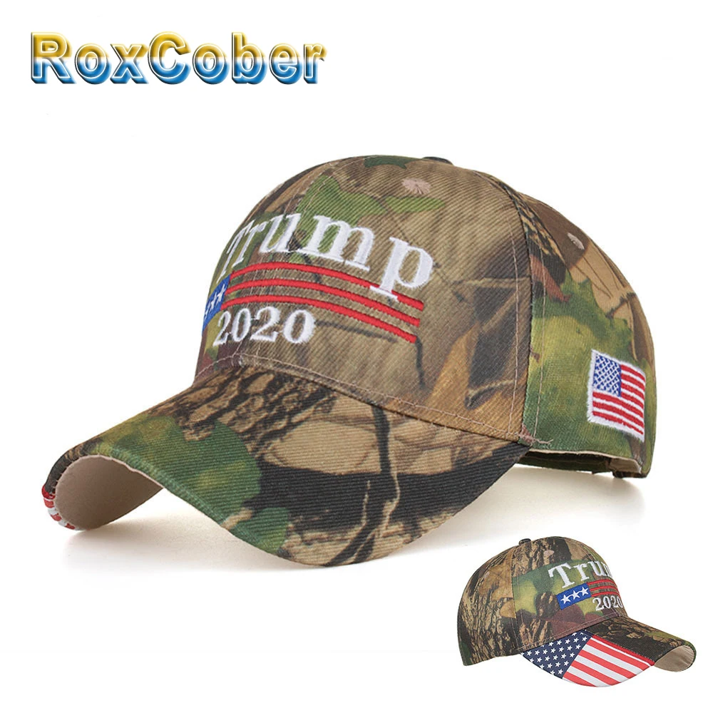RoxCober вышивка флаг США 2020 бейсболка камуфляжная облегающая кепка шляпа