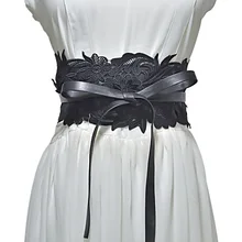 Fashion Belts For Women Faux Leather Lace Wide Belt Female Bowknot Weaving Belt Boho Waist Band Ceinture Cummerbunds
