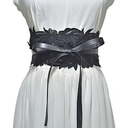 Fashion Belts For Women Faux Leather Lace Wide Belt Female Bowknot Weaving Belt Boho Waist Band Ceinture Cummerbunds