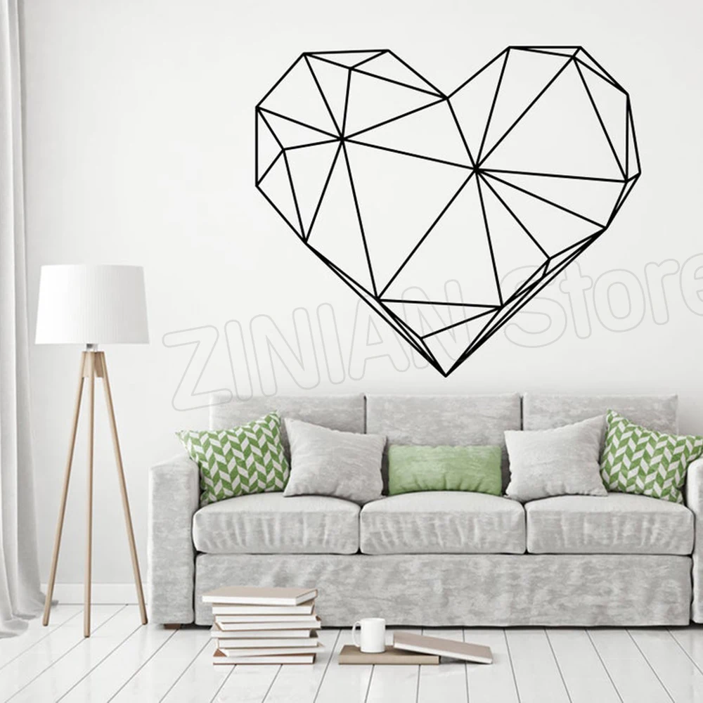 Абстрактные многоугольные настенные наклейки в виде сердца любовь