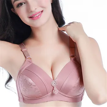 

Plus Size Women Bra Wire Free Thin Cup Bra Sexy Female Underwear Push Up Bras Pink Black Color Seamless Lingerie