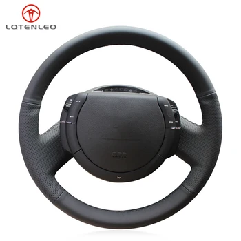 

LQTENLEO Black Artificial Leather Hand-stitched Car Steering Wheel Cover For Citroen Triumph C4 C-Quatre 2004-2011
