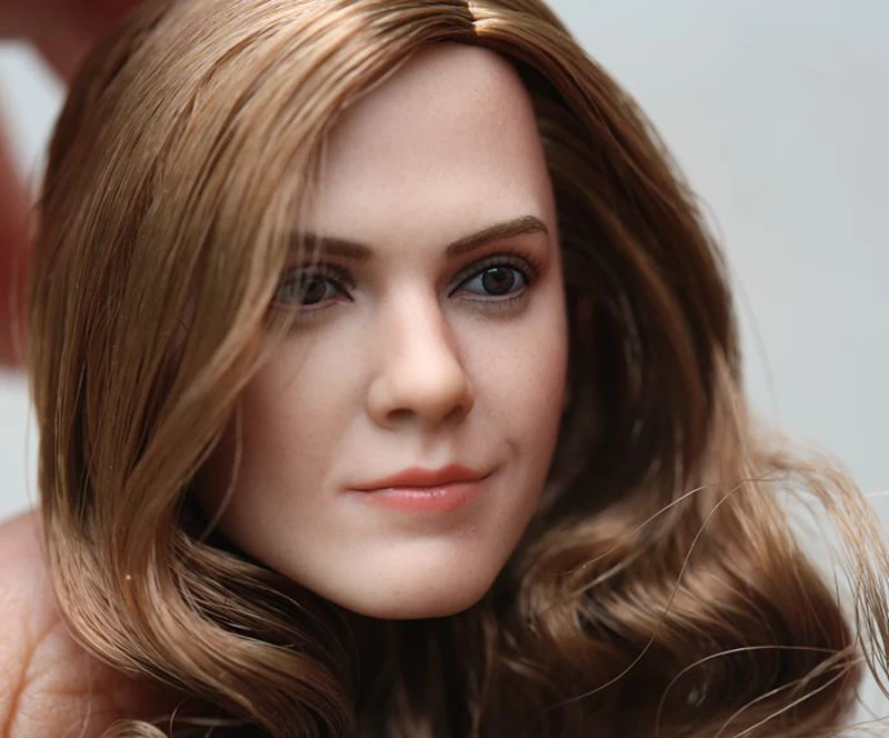 Масштаб 1/6 женская голова лепка Гермионы Эмма Уотсон улыбка Модель с длинными