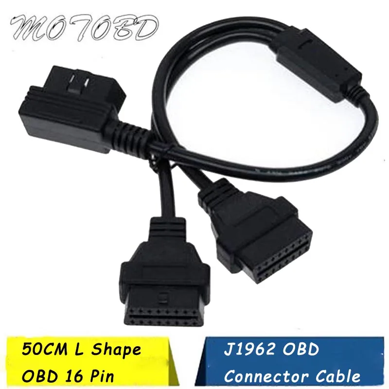 50 Cm L Típusú 16. Típusú Pin -Os Obd2 Obdii Obd 2 Splitter Hosszabbító Kábel 1 Férfi - 2 Nő Y -Kábel Obd2 Splitter Kiterjesztés Az Elm327 Icar2 -Hez