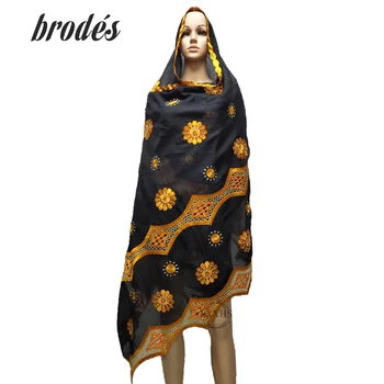 

High Quality African Women Scarf 100% Cotton Big Circle Embroidery Scarf for Shawls Pray Headscarf