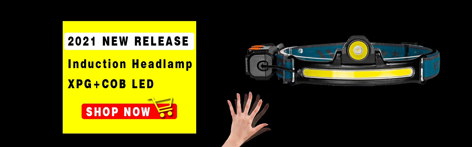 Induction Headlamp COB LED Head Lamp with Built-in Battery Flashlight USB Rechargeable Head Torch 5 Lighting Modes Head Light