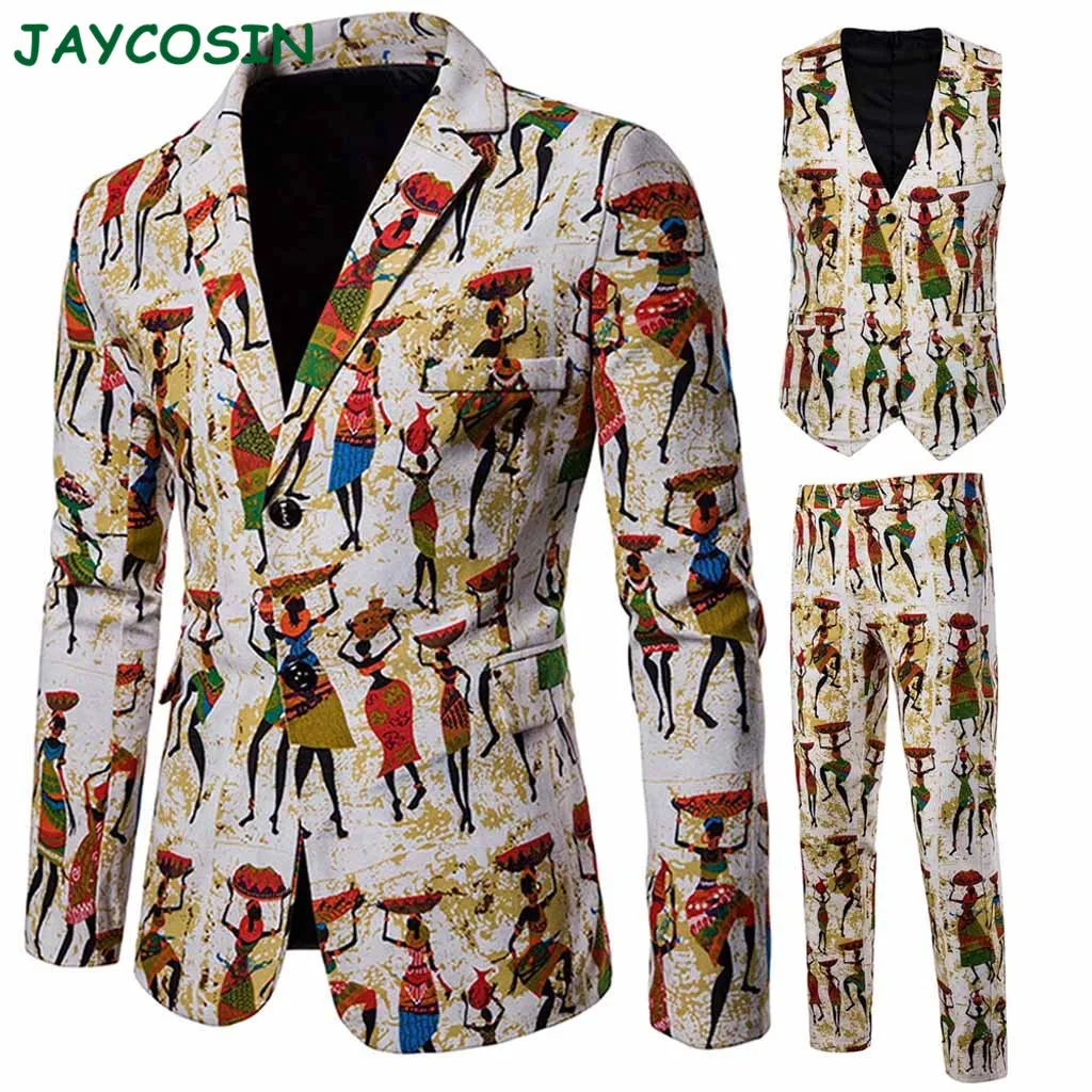 JAYCOSIN, Мужская одежда, зима, белый костюм из трех частей, мужской модный винтажный костюм с длинным рукавом, Мужской приталенный Блейзер Homme 1122