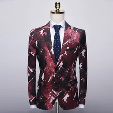 Азиатский размер роскошный мужской модный блейзер с принтом бутик печать жаккард тонкий пиджак деловые Повседневные Вечерние свадебные блейзеры