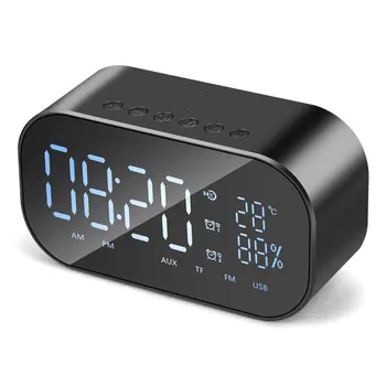 

S2 Mirror Mini Bluetooth Speaker Wireless Stereo Aluminum Parlante Portable LCD FM Radio Alarm clock TF Line in Outdoor Speakers