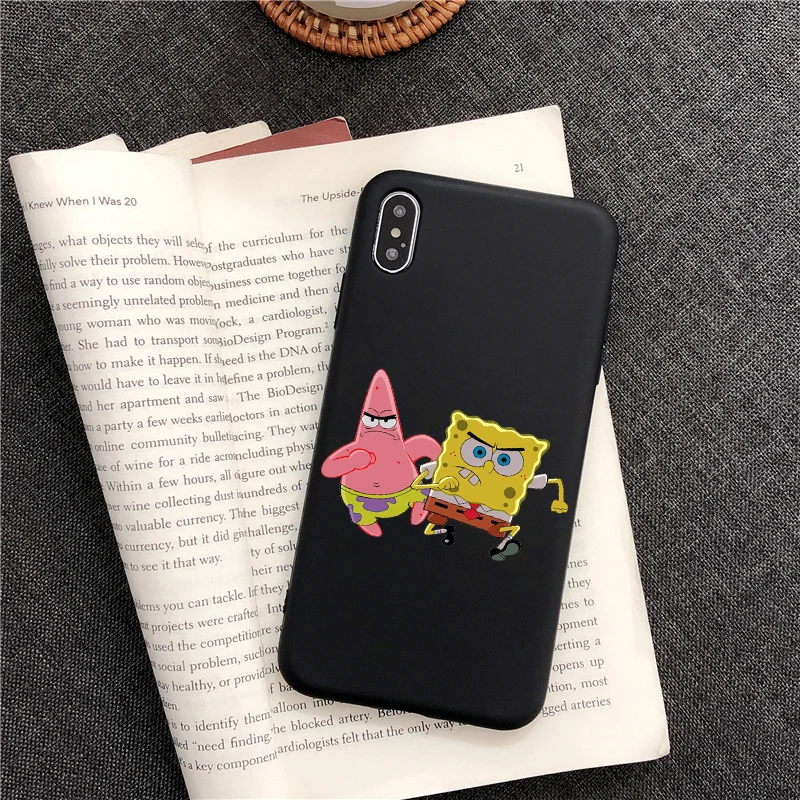 TPU Черный ТПУ чехол для телефона с милыми мультяшными губками Квадратные Штаны для iPhone 6S 7 8 Plus X XR XS Max 11 Pro Max Мягкий силиконовый чехол - Цвет: TPU