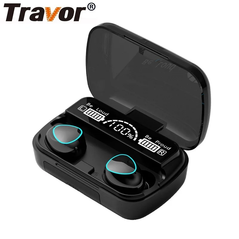 TRAVOR Wireless Bluetooth Earphones with Charging Box Wireless Headphone 9D Stereo Sports Waterproof Earbuds Headsets