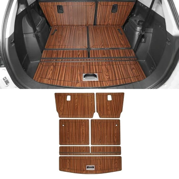 

For Mitsubishi Outlander 2013-2020 Car Accessories Trunk Mats 7 Seats Cargo Liner Set Synthetic Wood Tray Pad Boot Mat Carpets