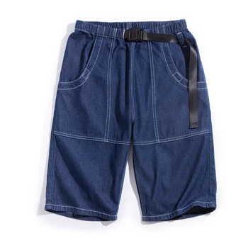 

2020 New Relaxed Straight Fit Belted Tactical Denim Cargo Shorts Expandable Waist
