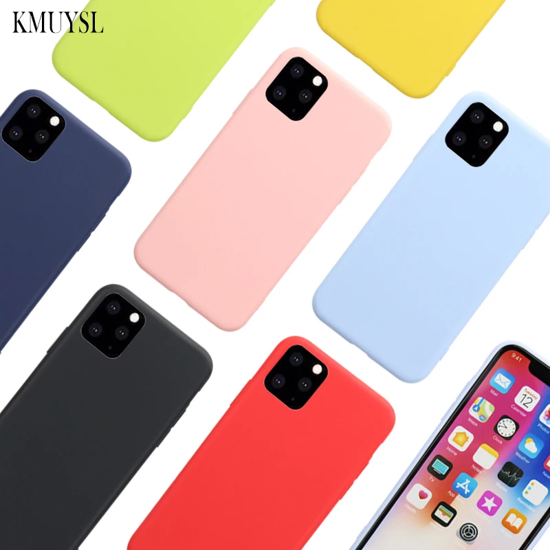 

Candy Color Phone Case For iPhone 11 XI XI Max XIR 2019 Soft Silicone Cover For iPhone 7 8 6 6S Plus X XR XS Max Without LOGO