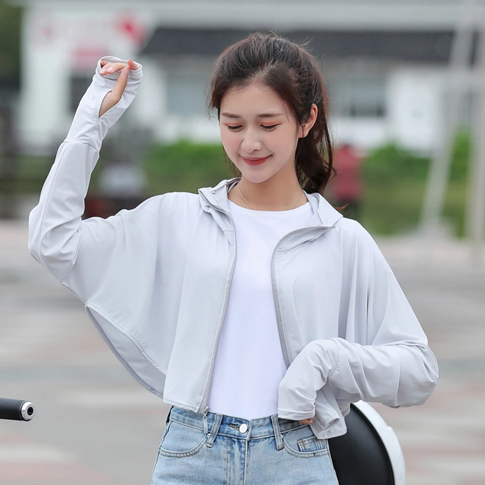 

Шляпа из ледяного шелка на молнии, Солнцезащитная одежда из ледяного шелка, крутая Летняя женская уличная шаль для езды на велосипеде