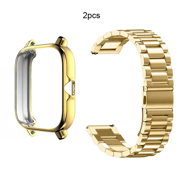 Bracelet Protective Case For Xiaomi Amazfit GTS 2 Mini 3 2e Bip S Lite U Pro Strap Stainless Steel Band Touch Screen Protector Gold