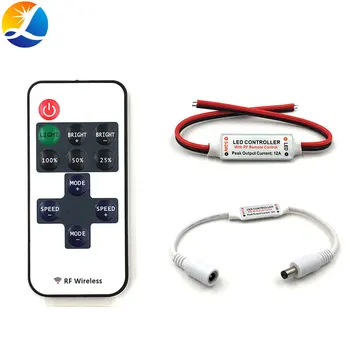 

RF Wireless Mini Controller for LED Strip Lamp Bulb Lights Dimming 5V 12V 24V Remote Control Dimmer Switch DC/ Wire Connector