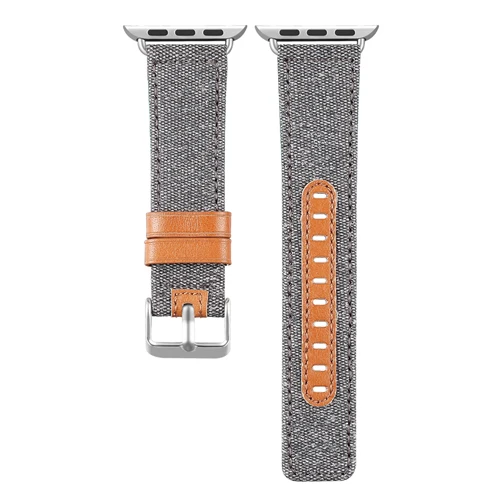 Холщовый ремешок из натуральной кожи для часов apple watch 42 мм/38 мм/44 мм/40 мм браслет для часов наручный ремень для iwatch серии 5/4/3/2 - Цвет ремешка: gray