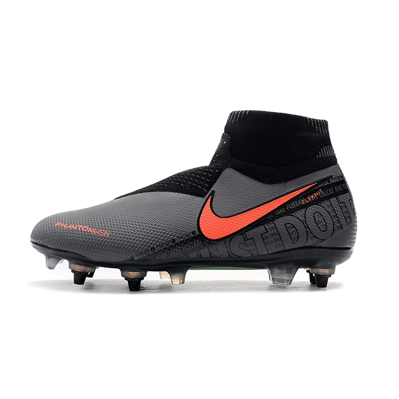 Nike Phantom VSN Elite DF SG-Pro футбольная обувь с защитой от засорения футбольная обувь с высоким голенищем бутсы уличные мужские мягкие футбольные бутсы Groud - Цвет: Grey Orange Black