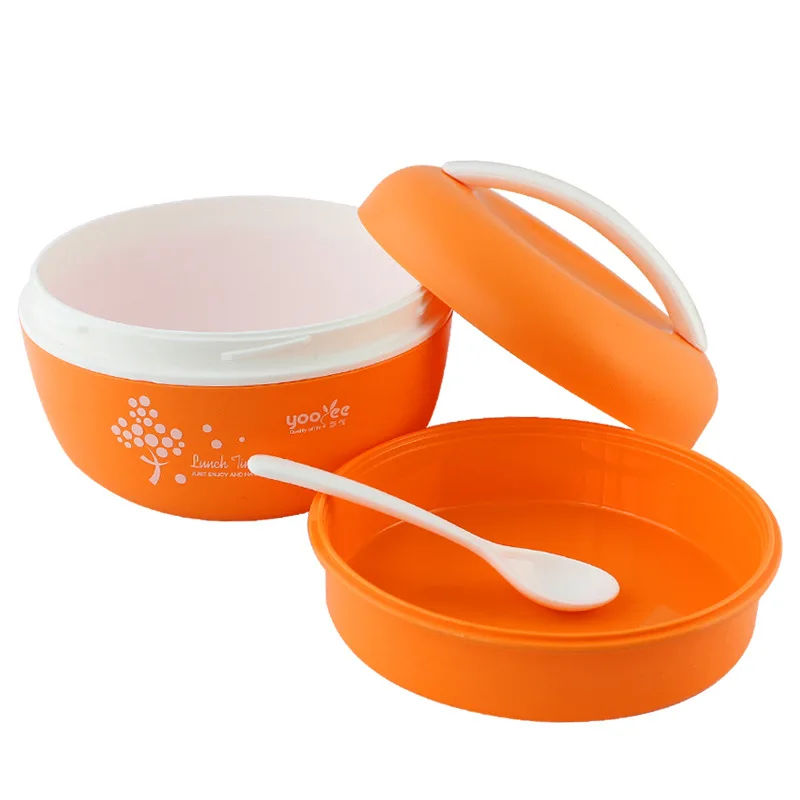 

Creative Double-layer Lunch Box Student Cute Candy Color Portable Lunch Sealed Box Japanese Plastic Apple Lunch Box.