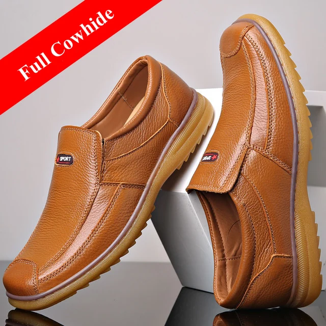 Men leather shoes spring men business casual genuine leather shoes leather beef tendon sole male loafers 4