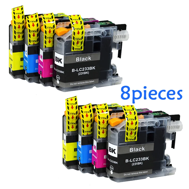 8 шт LC233 совместимый чернильный картридж для принтера brother LC 233 DCP-J562DW DCP-4120DW MFC-J480DW MFC-J4620DW чернильный картридж LC233 полный чернил