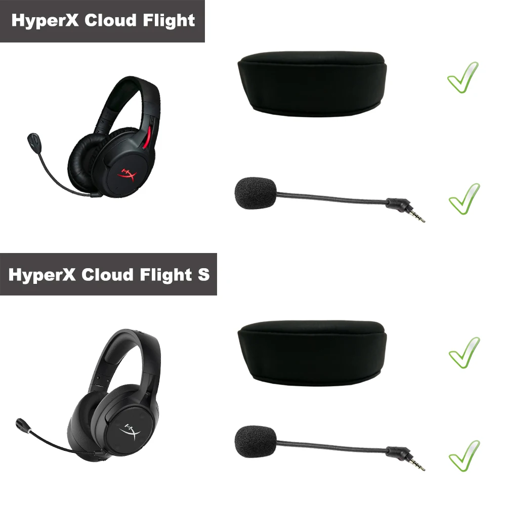 Substituição de Veludo para Travesseiro Hyperx Cloud Almofadas para Fones de Ouvido s Modelos de Voo com Microfone e Tiara Peças de - Image 4