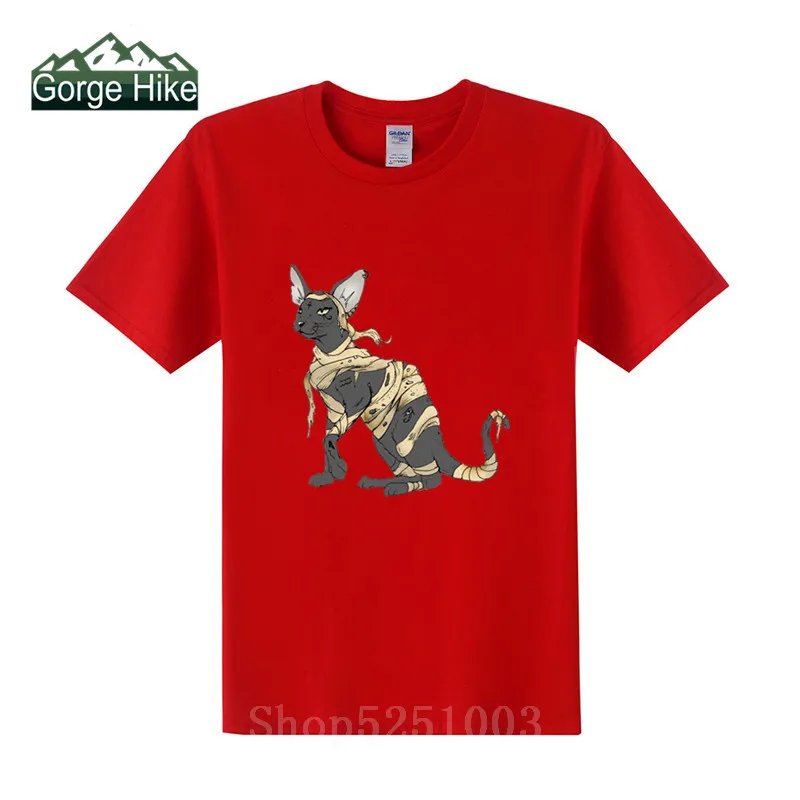 

2019 Egyptian Mummy Cat Tshirt Men Eye Of Horus Anime Tops Love Symbol God Hipster Sphinx God T-shirts US Size Egyptian Death