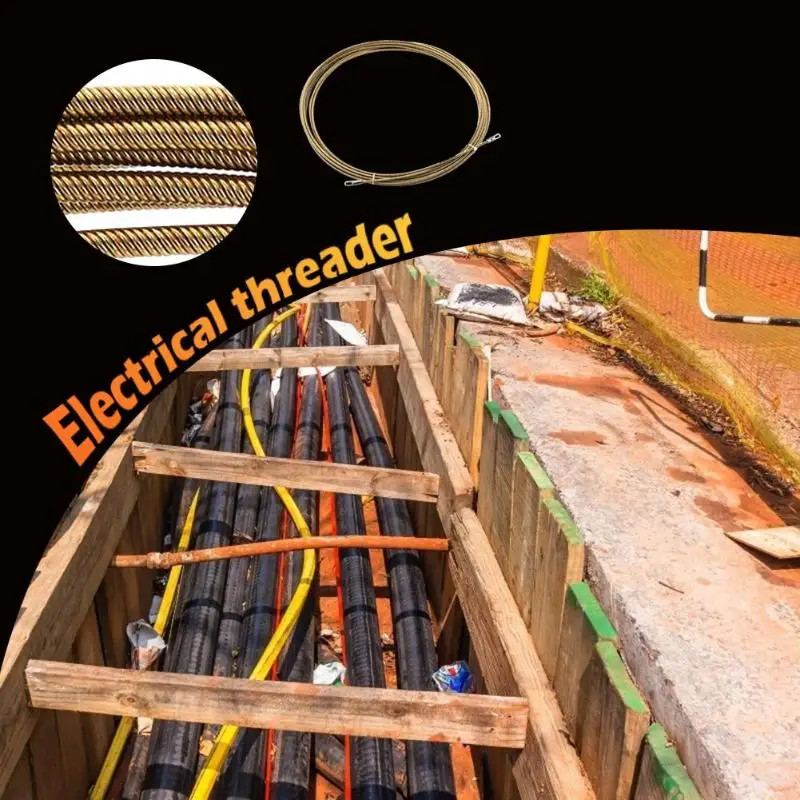 Electrician Wire Cable Push Puller Threading Device Kit for Home Wire Installation Guide Device Steel 4mm 5m 3 Cores