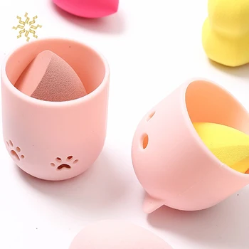 

Kitten Beauty Powder Puff Blender Holder Sponge Makeup Egg Drying Case Portable Soft Silicone Cosmetic Blender Sponge Box Holder