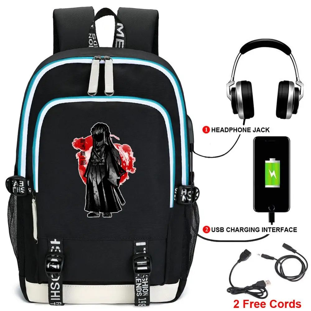 Аниме Demon Slayer: Kimetsu no Yaiba usb зарядка рюкзак Оксфорд школьные сумки студентов Bookbag путешествия ноутбук рюкзак Tanjirou - Цвет: 15