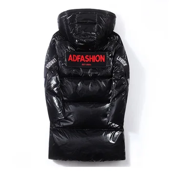 

2021 Men's Winter Duck Down Jacket Removable Hat Hood Jacket Long Style Warm Fashion Zipper Coat Male Shiny Down Coat Parka