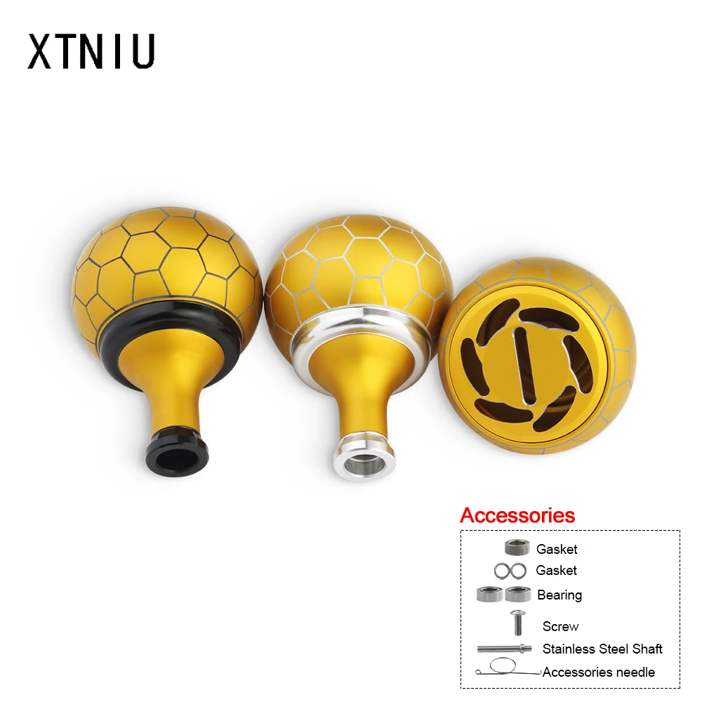 

XTNIU New Alloy Alluminum Fishing Handle Knob Diameter 38mm Knob With Shaft Bearing Gasket For Fishing Reel Tool