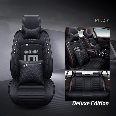 Black Deluxe Универсальный льняной чехол для автокресла для Volkswagen polo 9n polo sedan 6r touareg passat b3 Golf 7 Caddy tiguan аксессуары чехлы для сидений - Название цвета: Black Deluxe