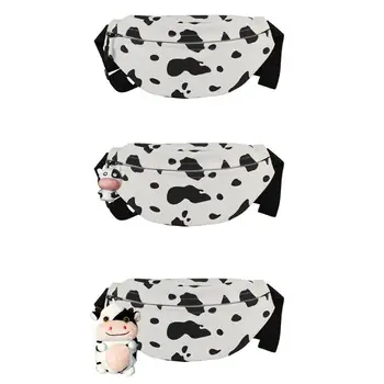 

Women Cartoon Cow Print Waist Fanny Pack Belt Bag Travel Hip Bum Canvas Purse Chest Phone Pouch