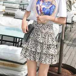 Шифоновая юбка с цветочным принтом летние женские 2019 летние новые стильные короткие платья с высокой талией в Корейском стиле