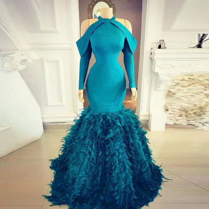 Великолепное перьевое платье на выпускной фасона Русалка robe de soiree длинное торжественное платье с рукавами ever pretty abiye gece elbisesi
