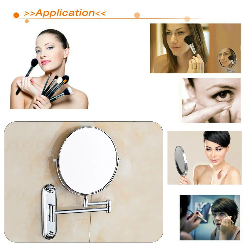 Домашнее Круглое прозрачное бритье для ванной комнаты, вращающееся двустороннее настенное крепление, декоративное 10X увеличительное компактное экономное складное зеркало для макияжа