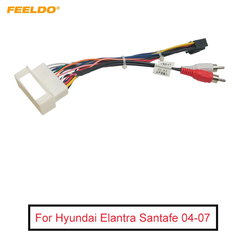 

Проводка FEELDO для автомобильной аудиосистемы для Hyundai Elantra Santafe 04-07, послепродажное обслуживание, 16-контактный стереопровод для установки CD/DVD