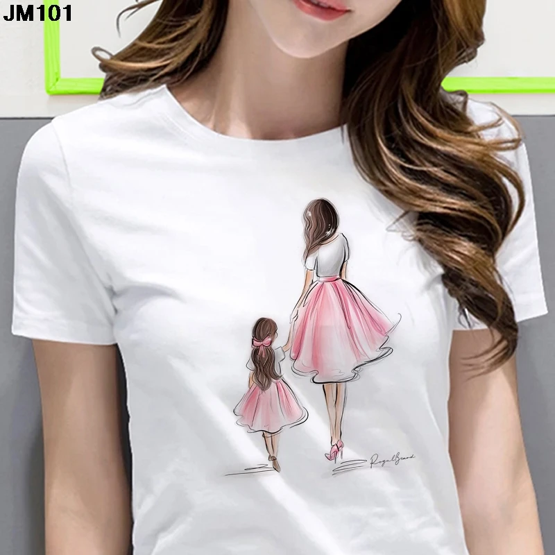 

T-shirt Top for Women's Cartoon Mama Harajuku Girl Mom Love Kawaii Clothing Print Tees Lady Fashion Tshirt Ladies Female T shirt